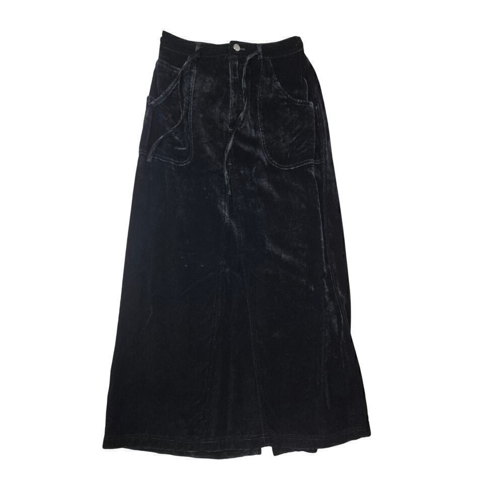 NWT The Art and Craft of J. Jill 100% Rayon Velvet Skirt Black Sz 2P
